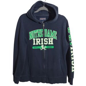JanSport Notre Dame Fighting Irish Navy Blue Full Zip Hoodie Sweatshirt Lg Mens